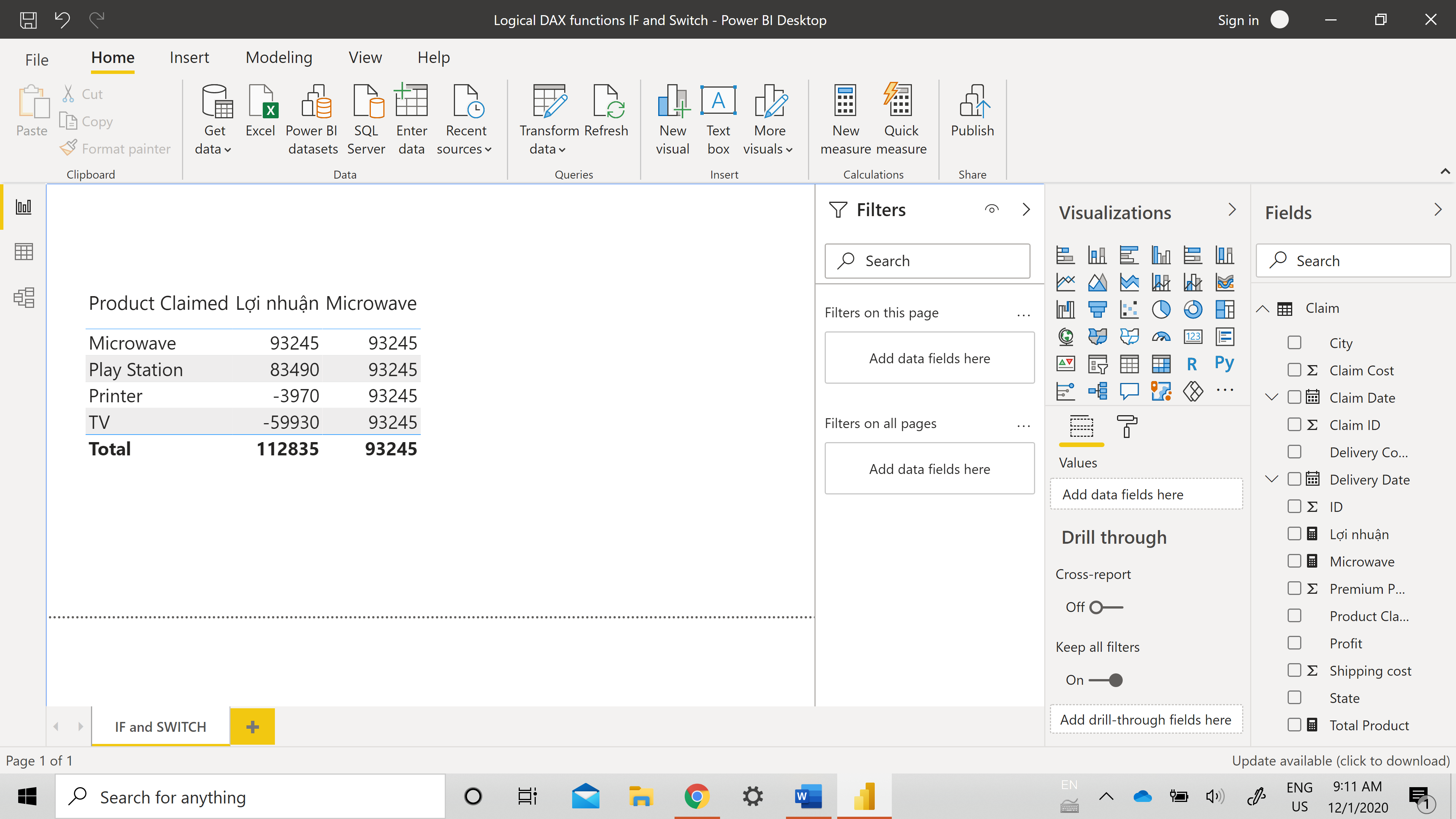 Sử dụng và cách áp dụng hàm CALCULATE trong ngôn ngữ DAX