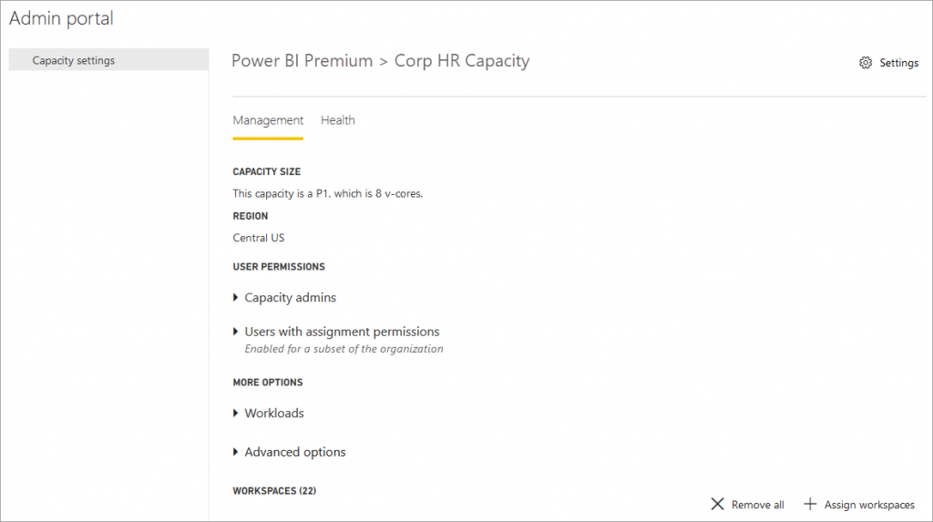 Power BI Premium Generation 2 Capacity Admin