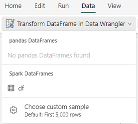 Khởi động trình sắp xếp: Transfer DataFrame in Data Wrangler